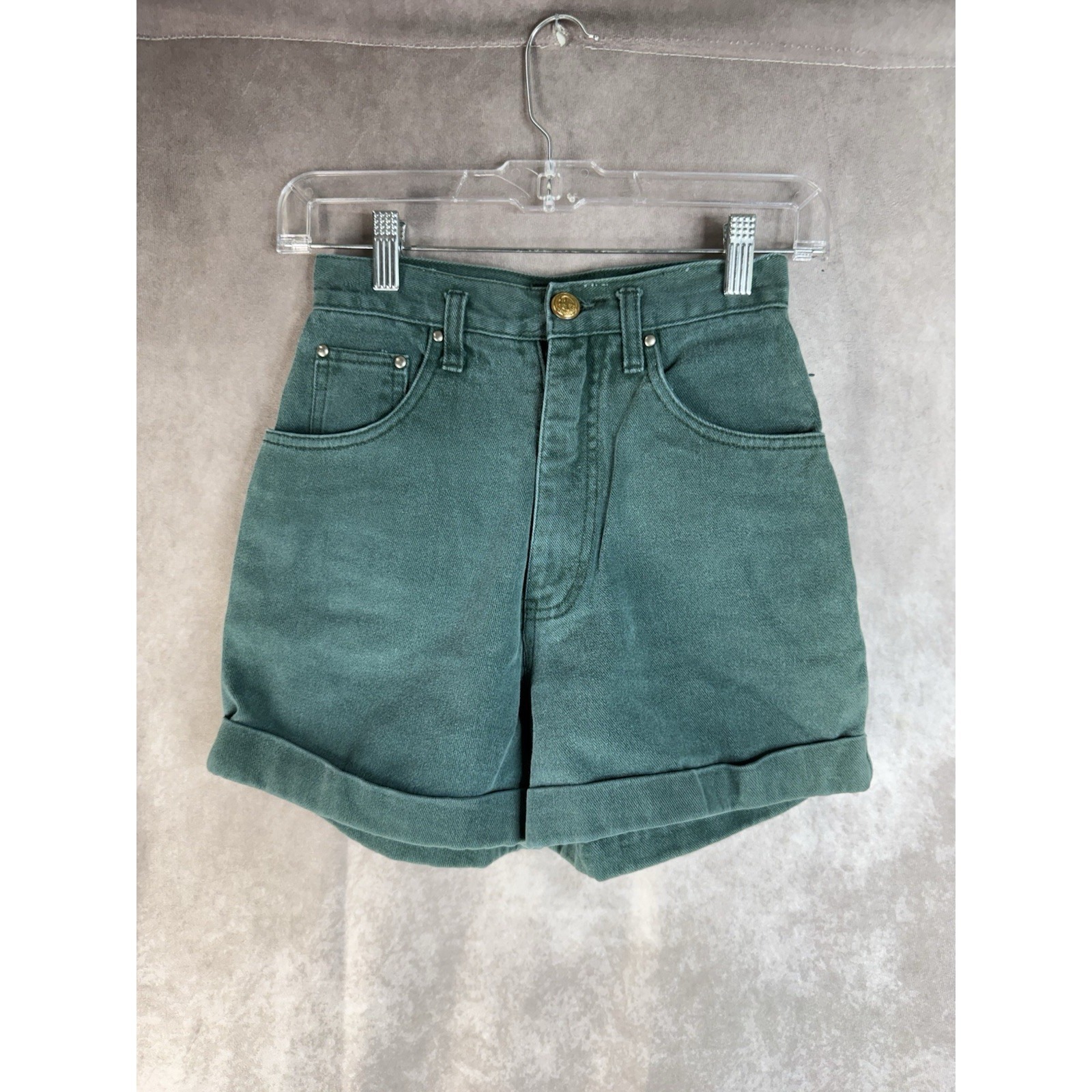 Vintage Rio By Stephen Mardon Denim Jean Cuffed Mom Shorts In Green Size 5